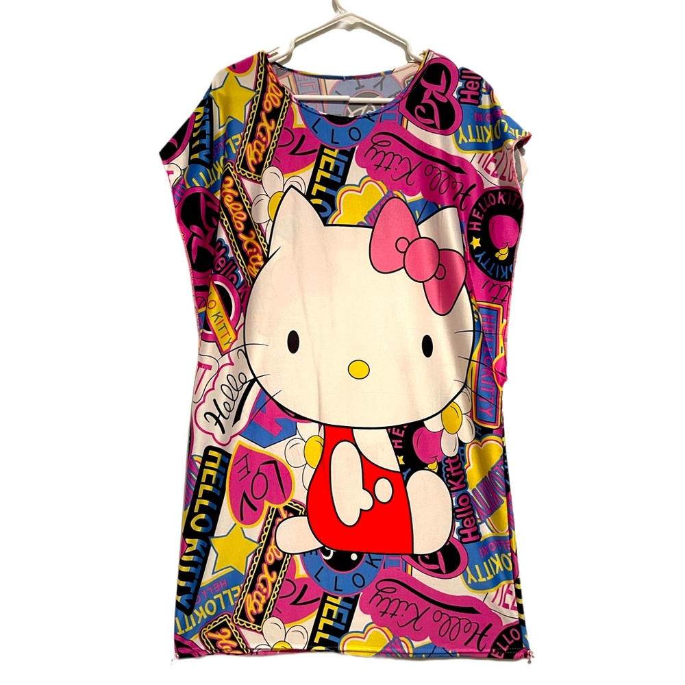 Hello Kitty graphic print 🐱 dress handmade OOAK